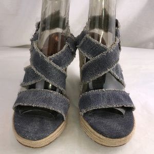 Coconuts Women's AVERY Denim wedge Espadrilles 8 M